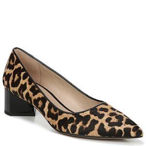 Franco Sarto Global 2 Leopard Cheetah Print Calf Hair Pumps Chunky Stacked Heel
